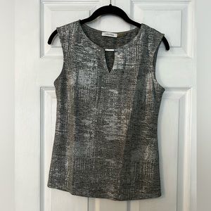 Calvin Klein silver/black sleeveless top, size XS.